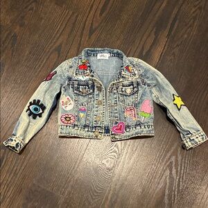Lola + The Boys Denim Jacket with Colorful Patch Accents